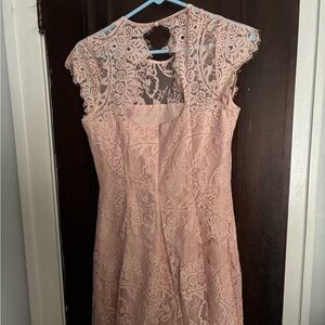 Elegant Peach Lace Dress